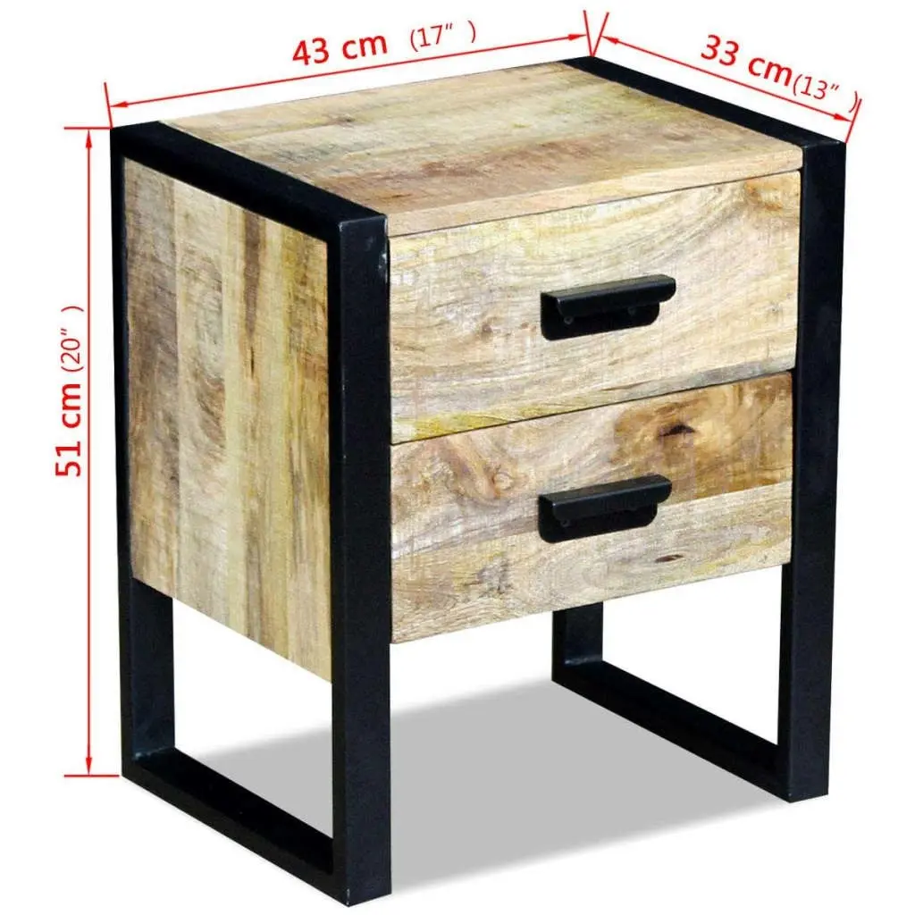 Side Table with 2 Drawers Solid Mango Wood 43x33x51 cm 243298