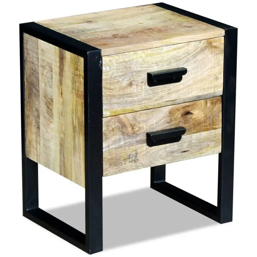 Side Table with 2 Drawers Solid Mango Wood 43x33x51 cm 243298