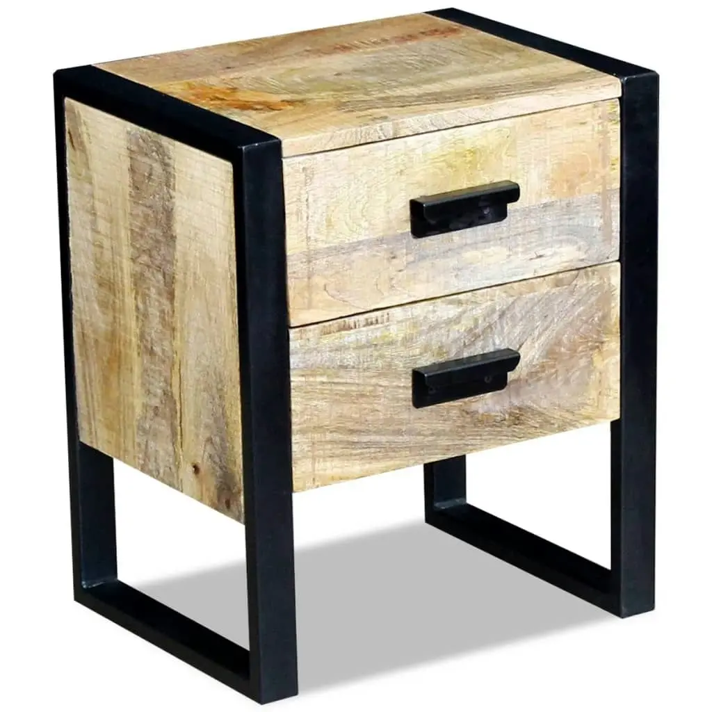 Side Table with 2 Drawers Solid Mango Wood 43x33x51 cm 243298