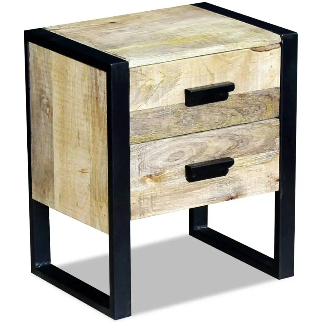 Side Table with 2 Drawers Solid Mango Wood 43x33x51 cm 243298