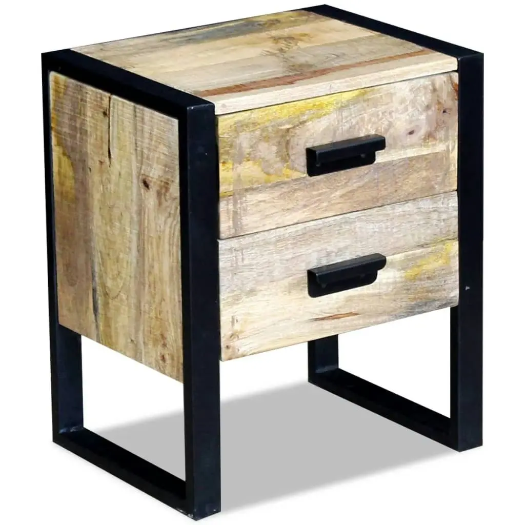 Side Table with 2 Drawers Solid Mango Wood 43x33x51 cm 243298