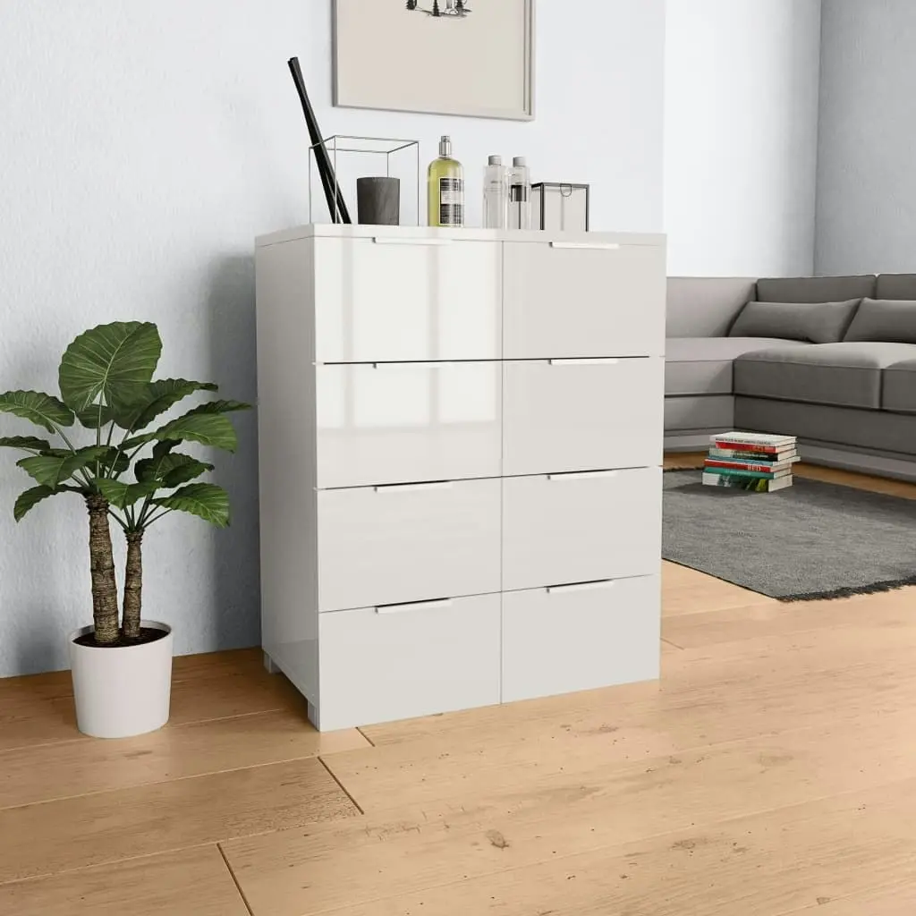 Sideboard High Gloss White 60x35x80 cm Engineered Wood 283712