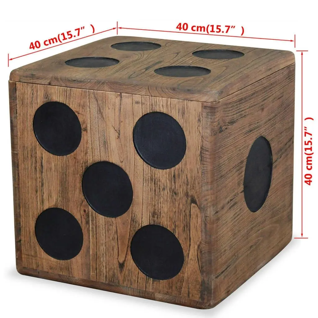 Storage Box Mindi Wood 40x40x40 cm Dice Design 244559