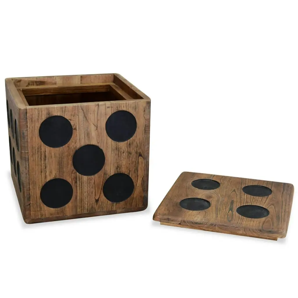 Storage Box Mindi Wood 40x40x40 cm Dice Design 244559