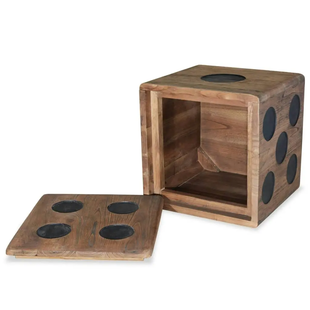 Storage Box Mindi Wood 40x40x40 cm Dice Design 244559