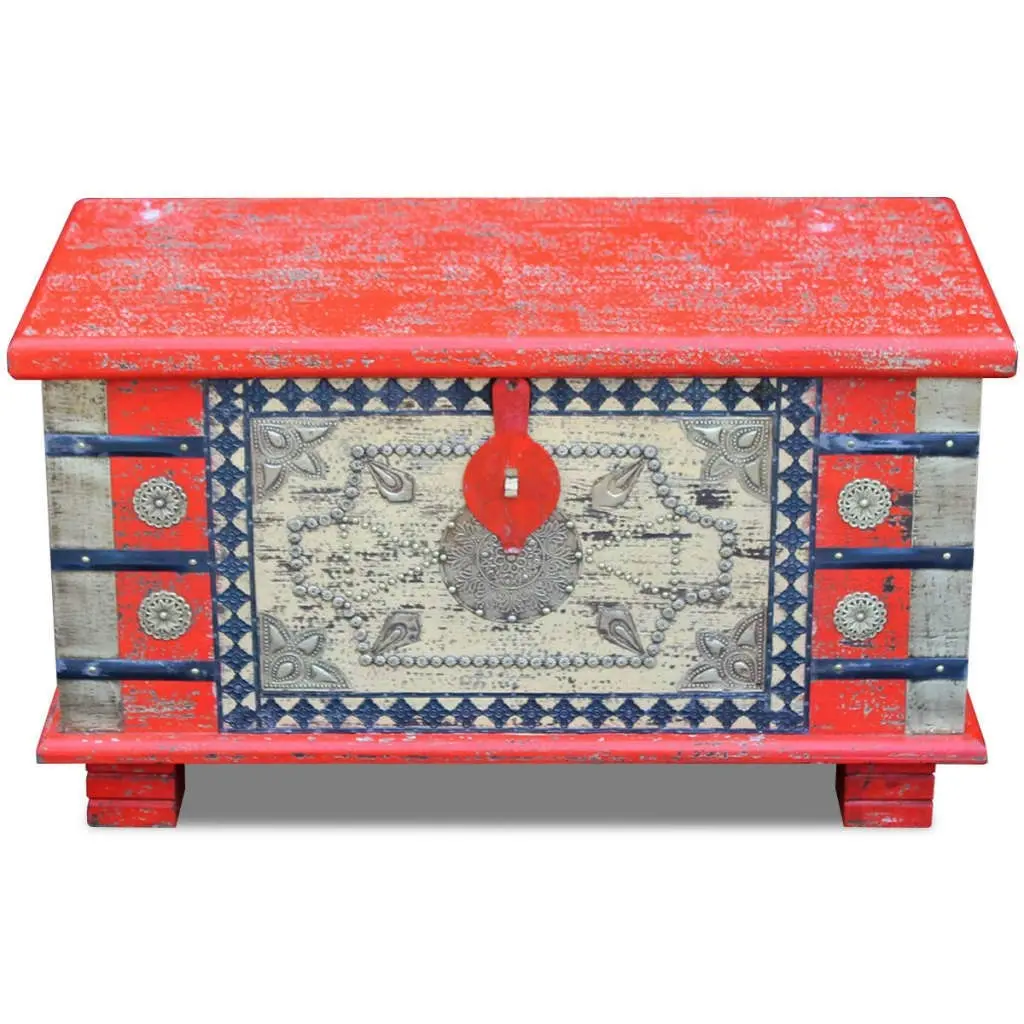 Storage Chest Red Mango Wood 80x40x45 cm 243331