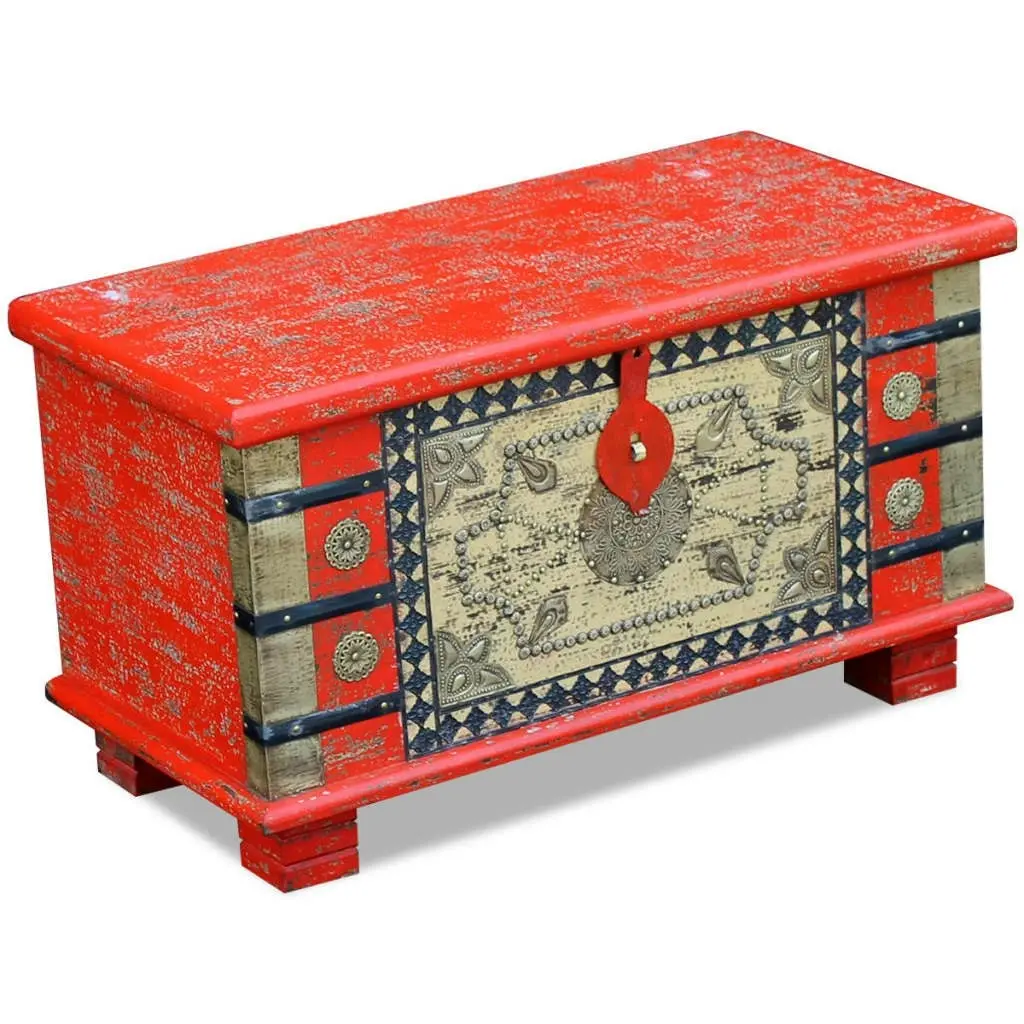 Storage Chest Red Mango Wood 80x40x45 cm 243331