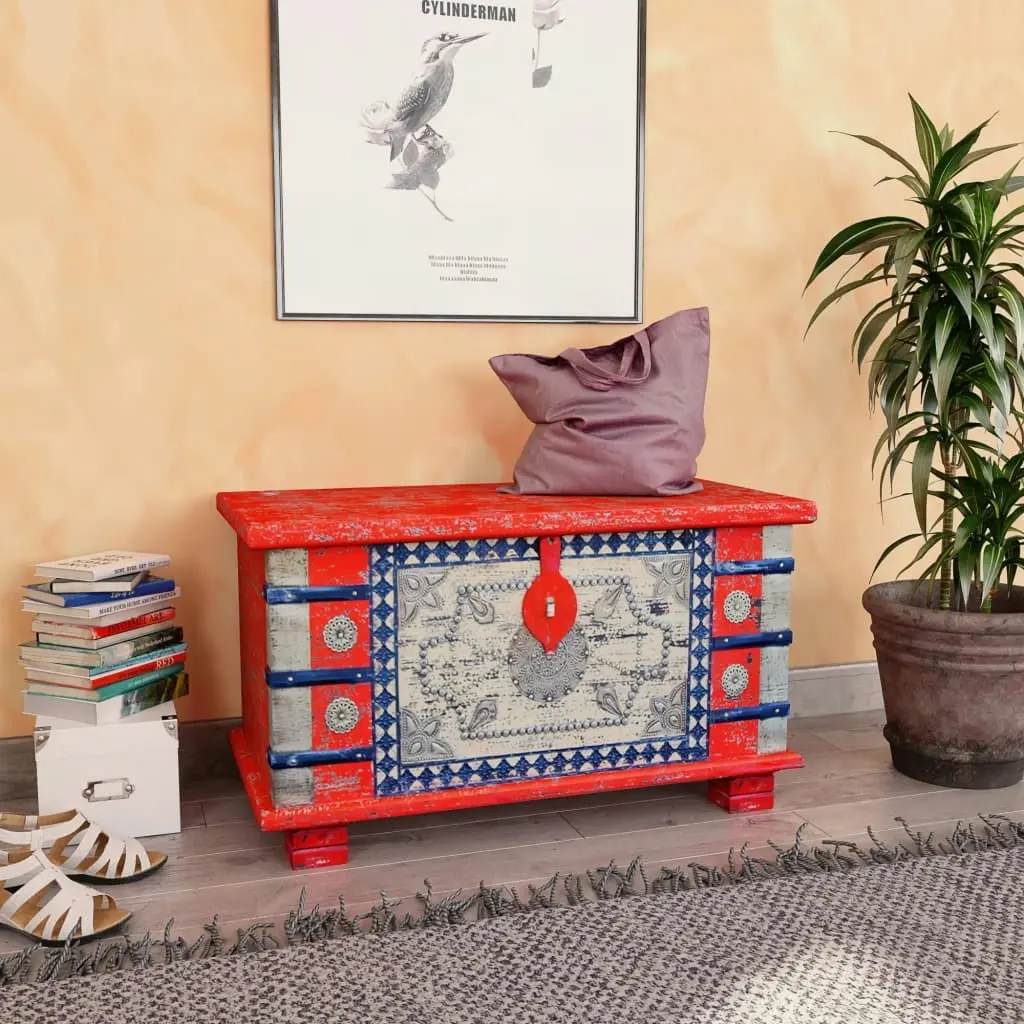 Storage Chest Red Mango Wood 80x40x45 cm 243331