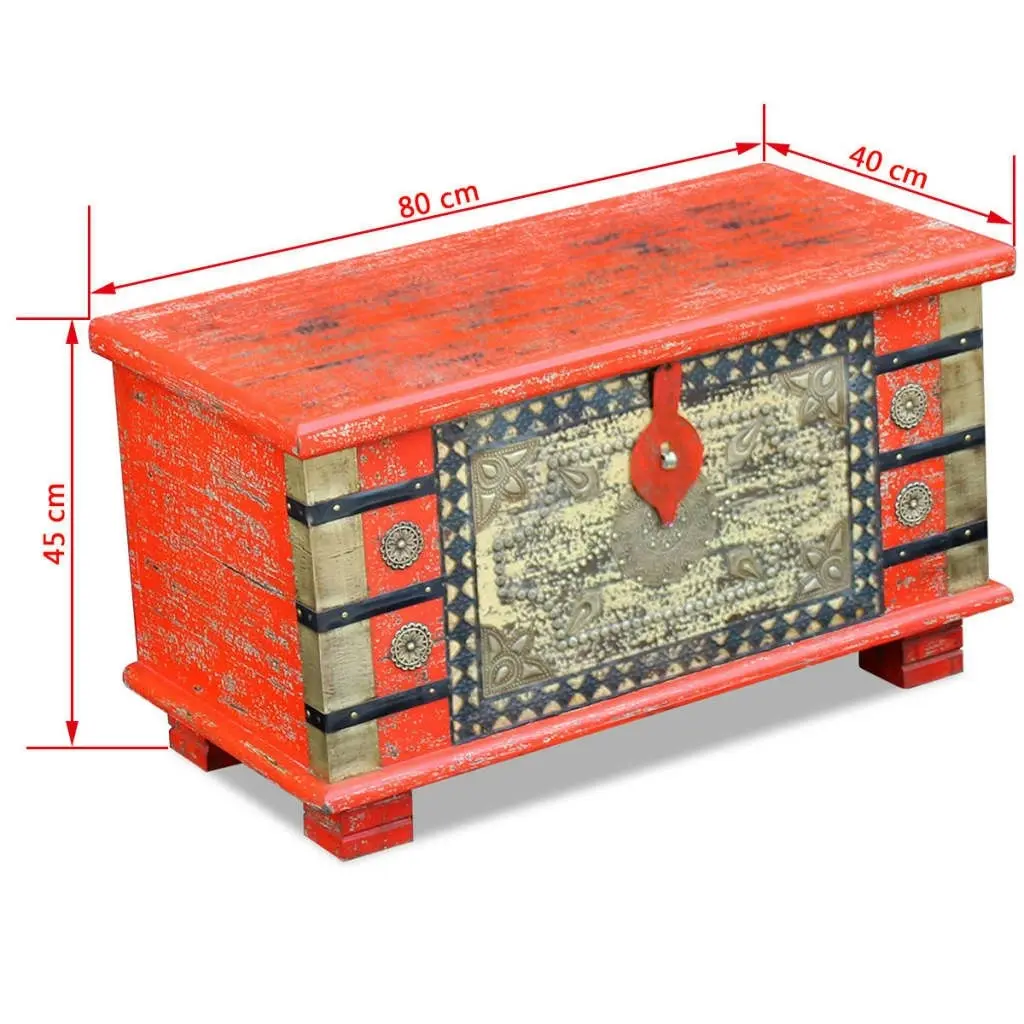 Storage Chest Red Mango Wood 80x40x45 cm 243331