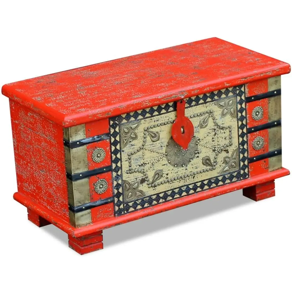 Storage Chest Red Mango Wood 80x40x45 cm 243331