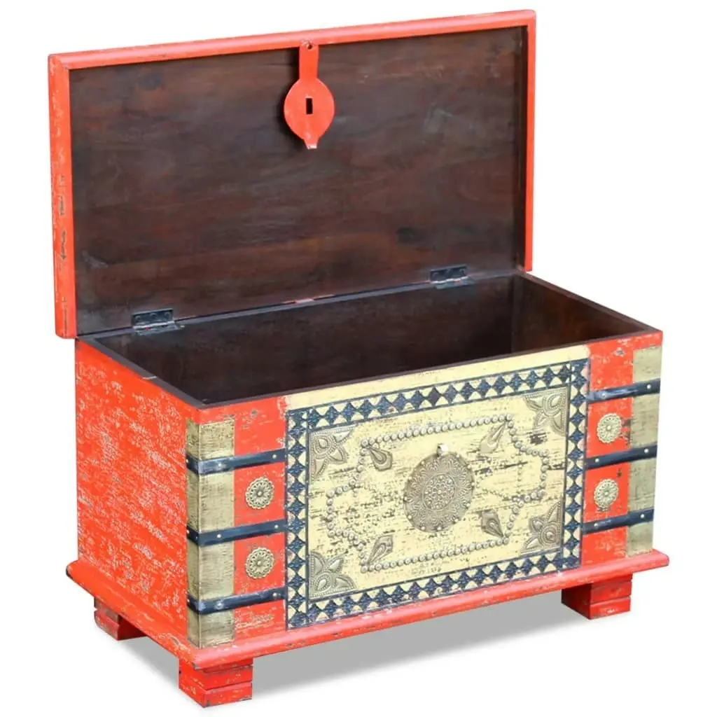 Storage Chest Red Mango Wood 80x40x45 cm 243331