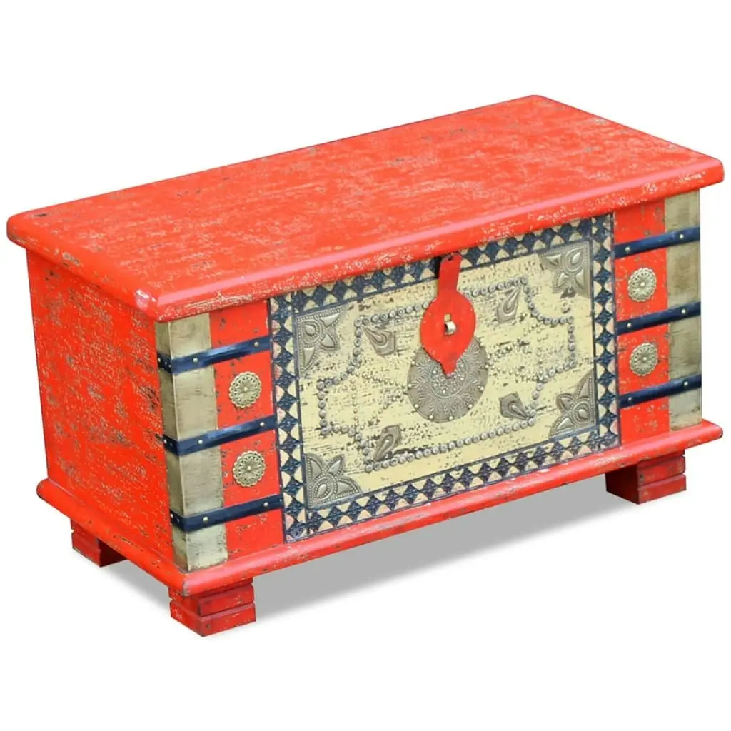 Storage Chest Red Mango Wood 80x40x45 cm 243331