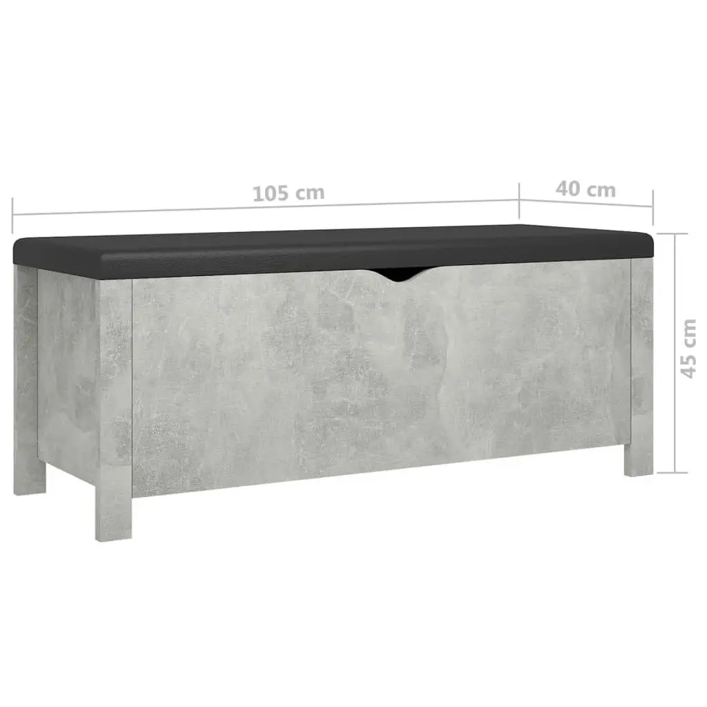 Storage Box with Cushion Concrete Grey 105x40x45 cm Engineered Wood 326772