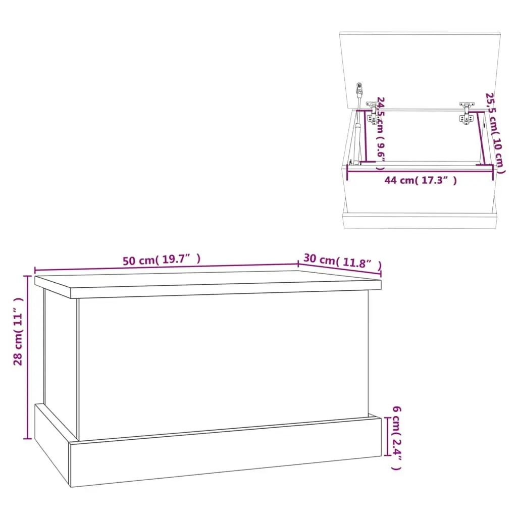 Storage Box White 50x30x28 cm Engineered Wood 816496