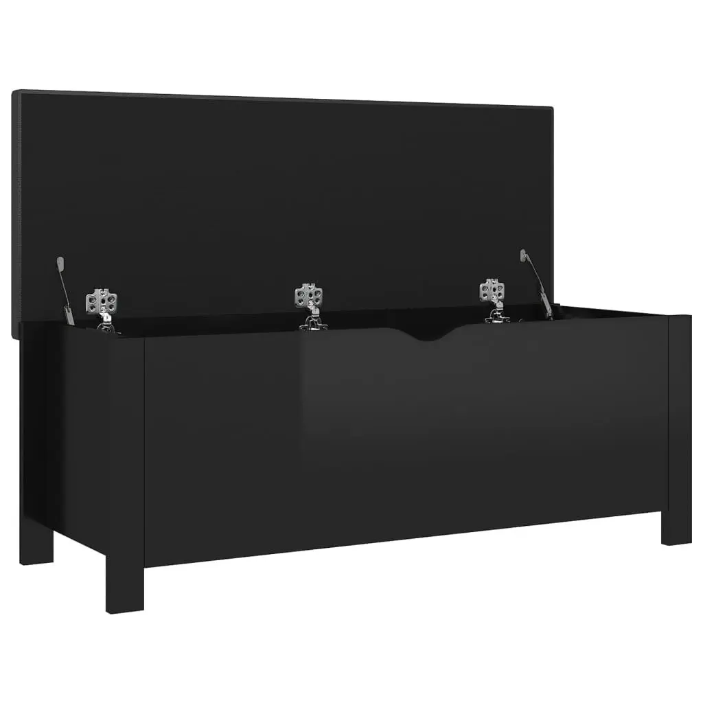 Storage Box with Cushion High Gloss Black 105x40x45 cm Engineered Wood 326775