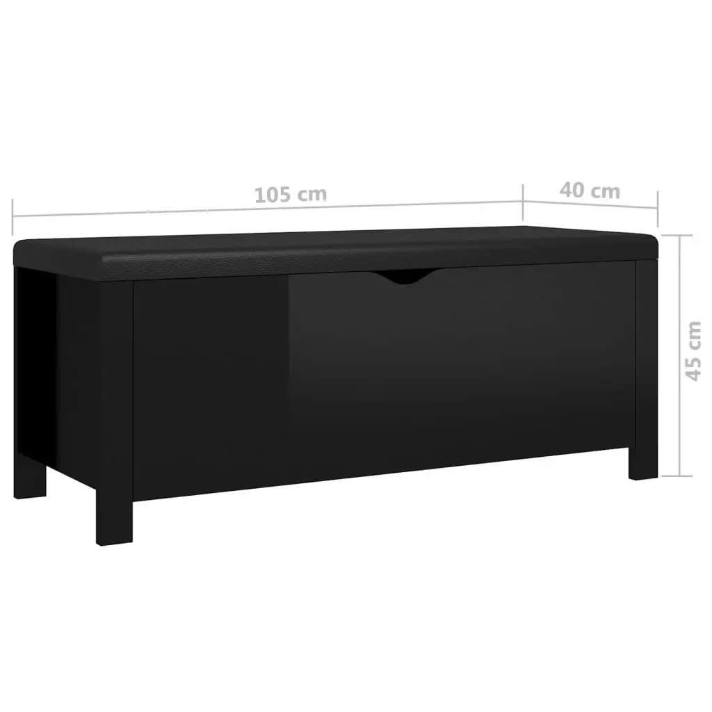 Storage Box with Cushion High Gloss Black 105x40x45 cm Engineered Wood 326775