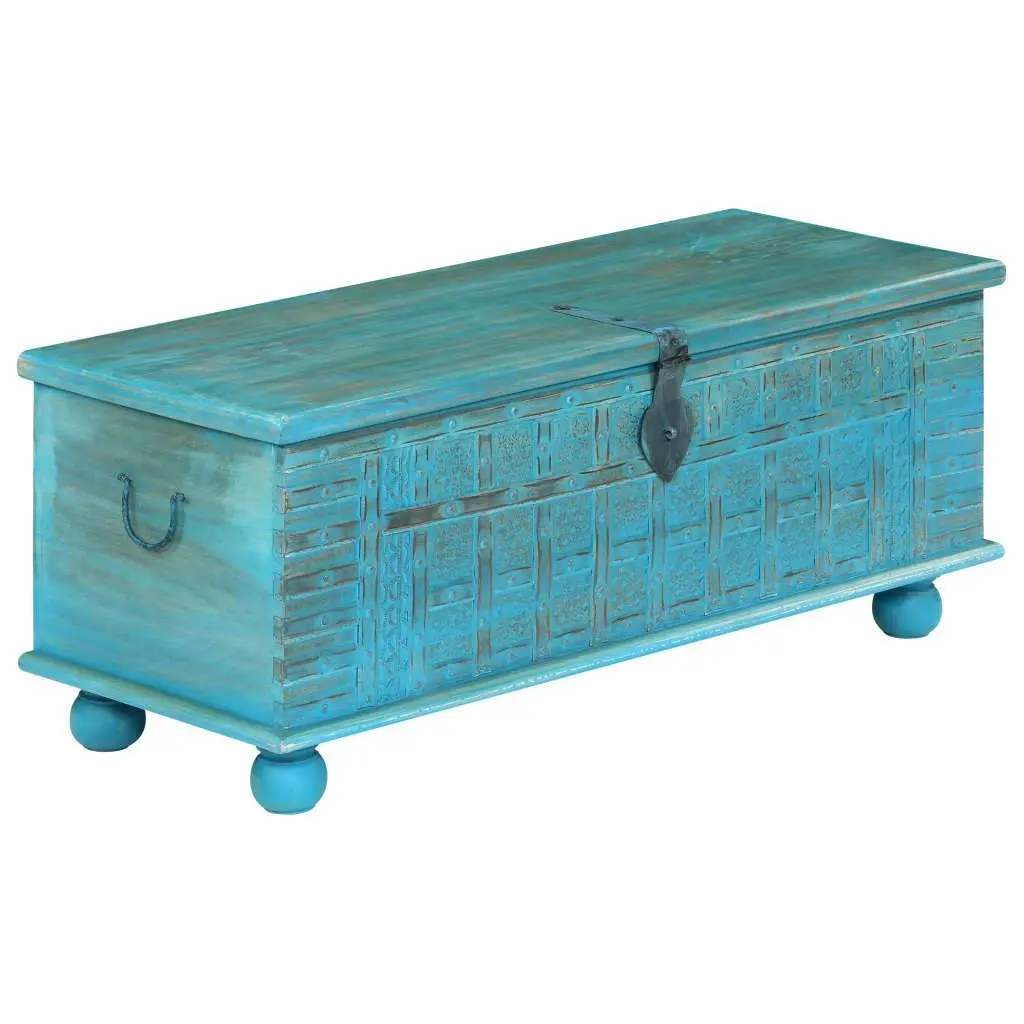 Storage Chest Solid Mango Wood Blue 100x40x41 cm 246479