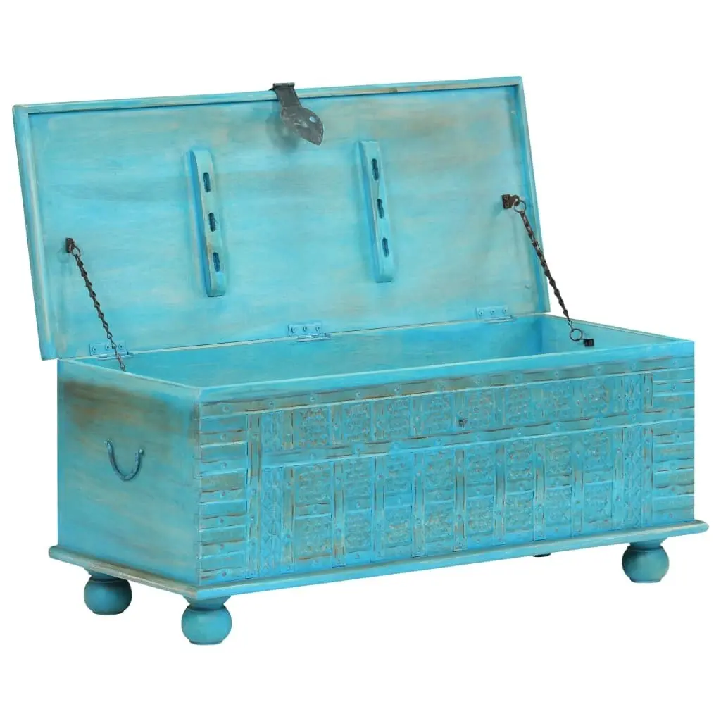 Storage Chest Solid Mango Wood Blue 100x40x41 cm 246479