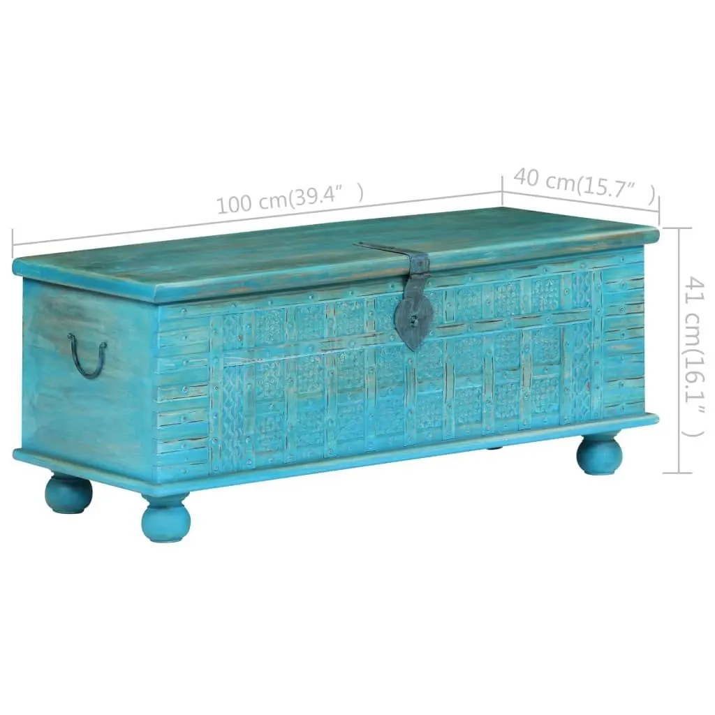 Storage Chest Solid Mango Wood Blue 100x40x41 cm 246479