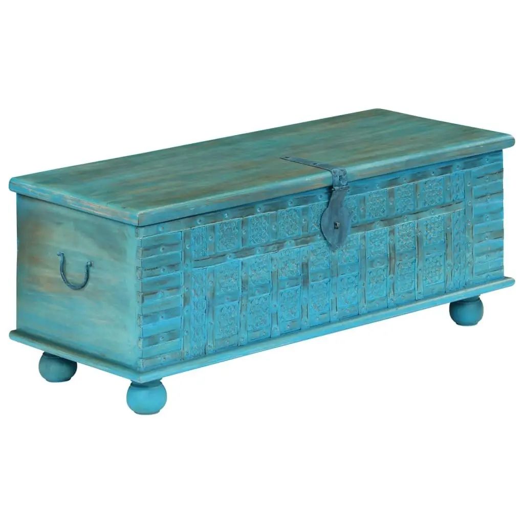 Storage Chest Solid Mango Wood Blue 100x40x41 cm 246479