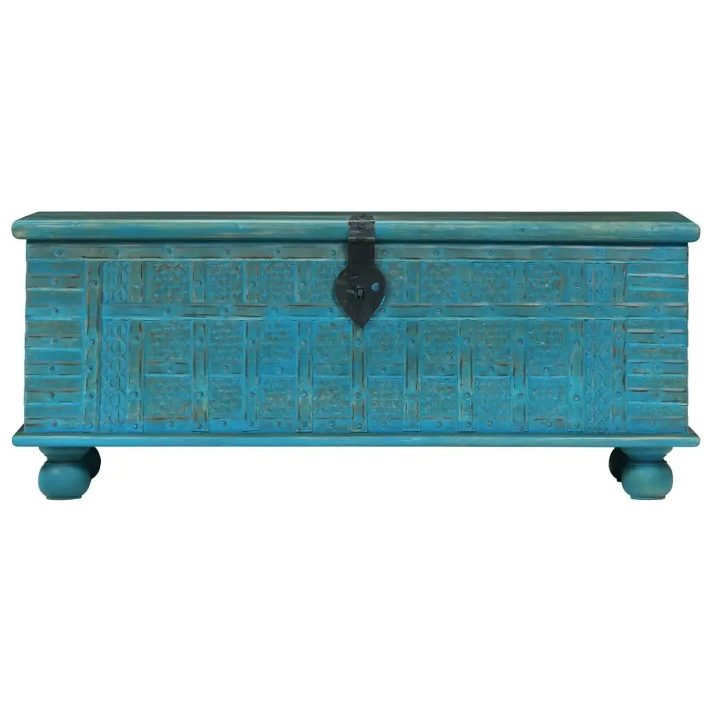 Storage Chest Solid Mango Wood Blue 100x40x41 cm 246479