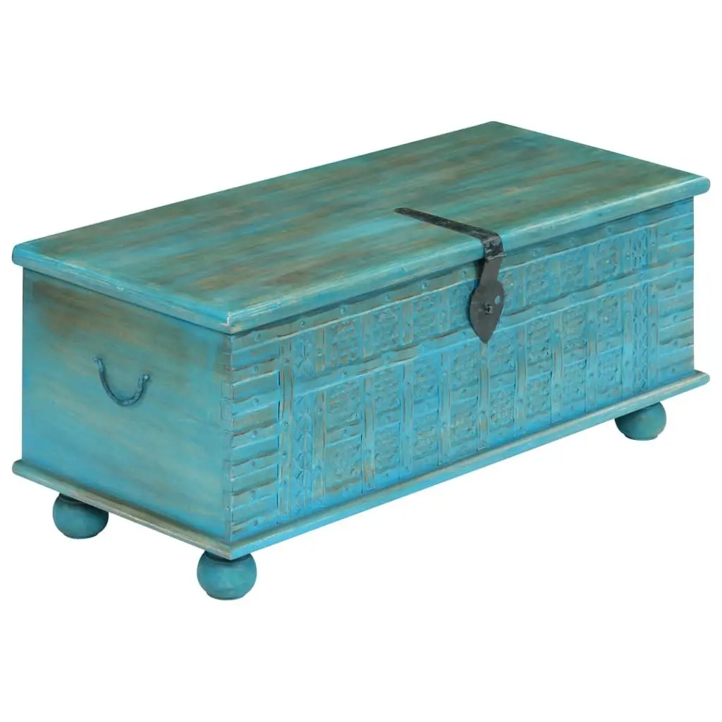 Storage Chest Solid Mango Wood Blue 100x40x41 cm 246479