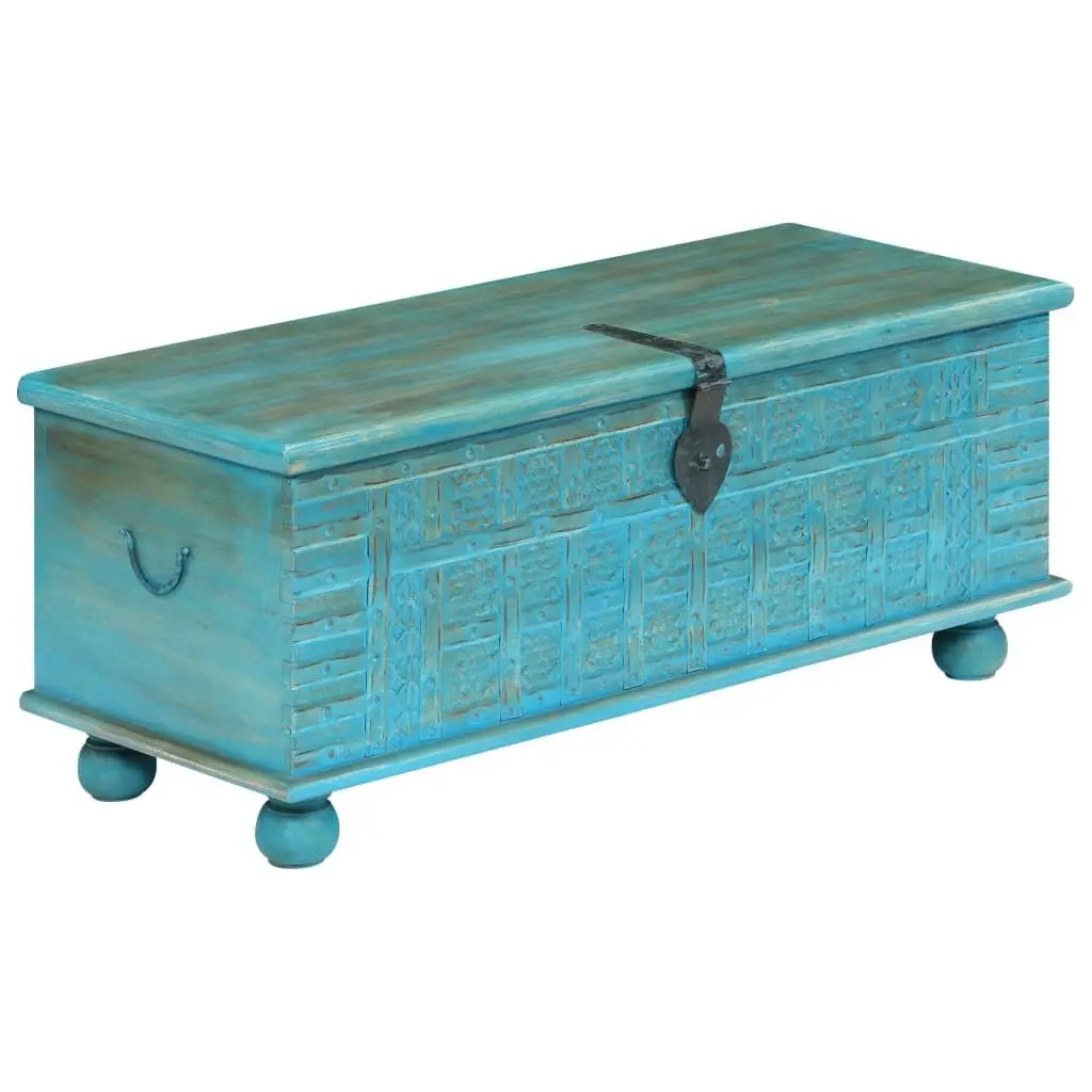 Storage Chest Solid Mango Wood Blue 100x40x41 cm 246479