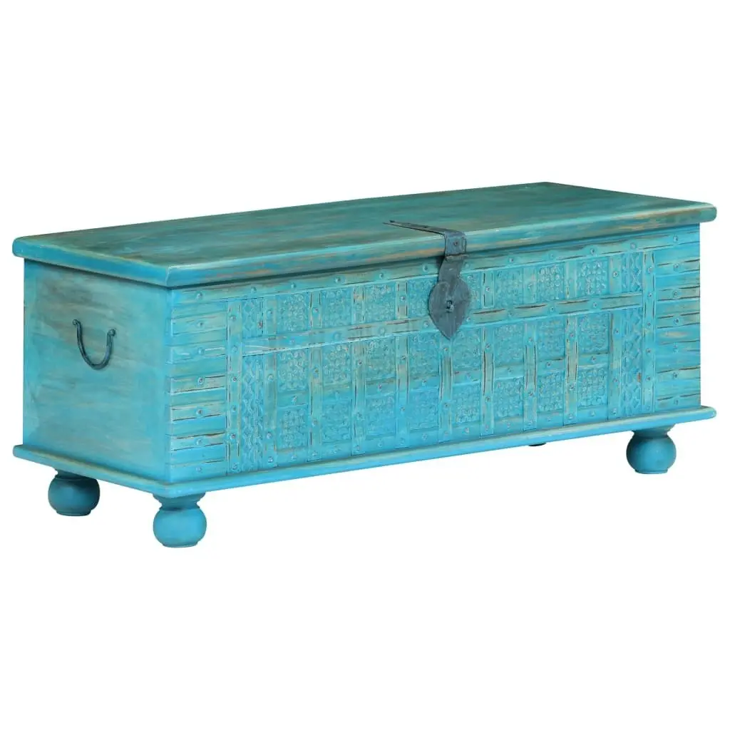 Storage Chest Solid Mango Wood Blue 100x40x41 cm 246479