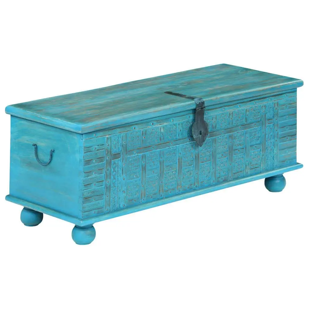 Storage Chest Solid Mango Wood Blue 100x40x41 cm 246479