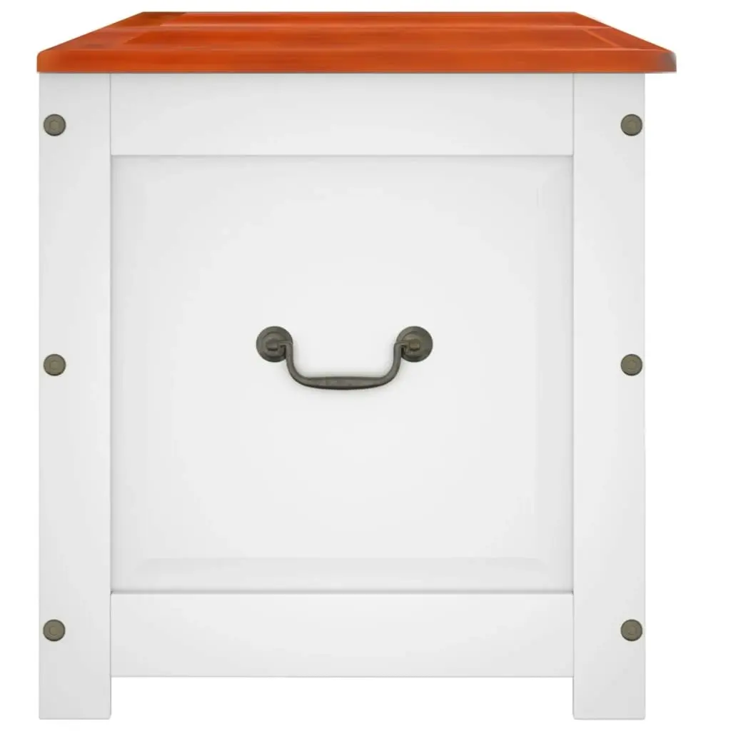 Storage Chest with Lid Brown and White Solid Wood Acacia 364921