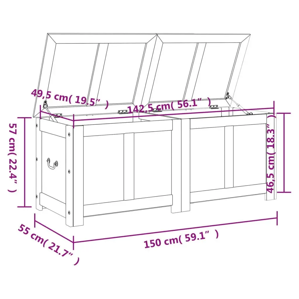 Storage Chest with Lid Brown and White Solid Wood Acacia 364921