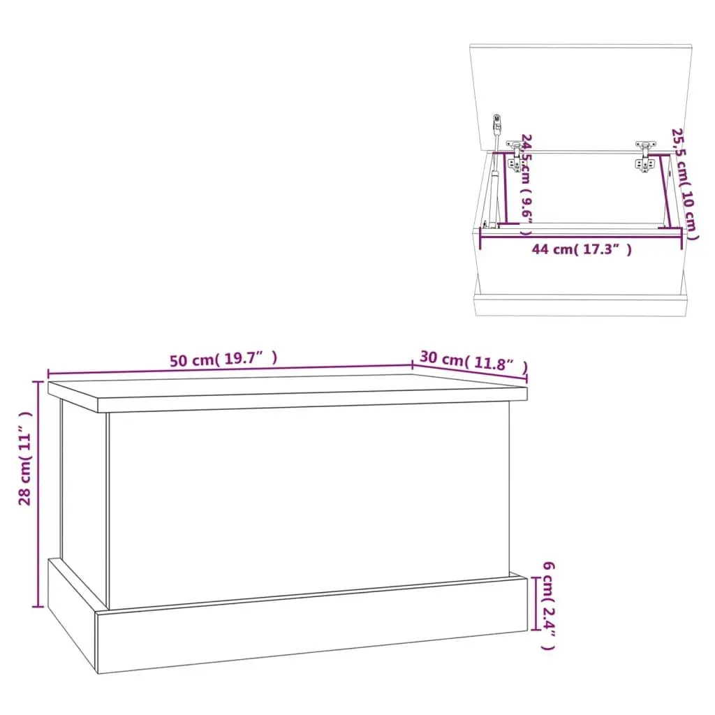 Storage Box Sonoma Oak 50x30x28 cm Engineered Wood 816499