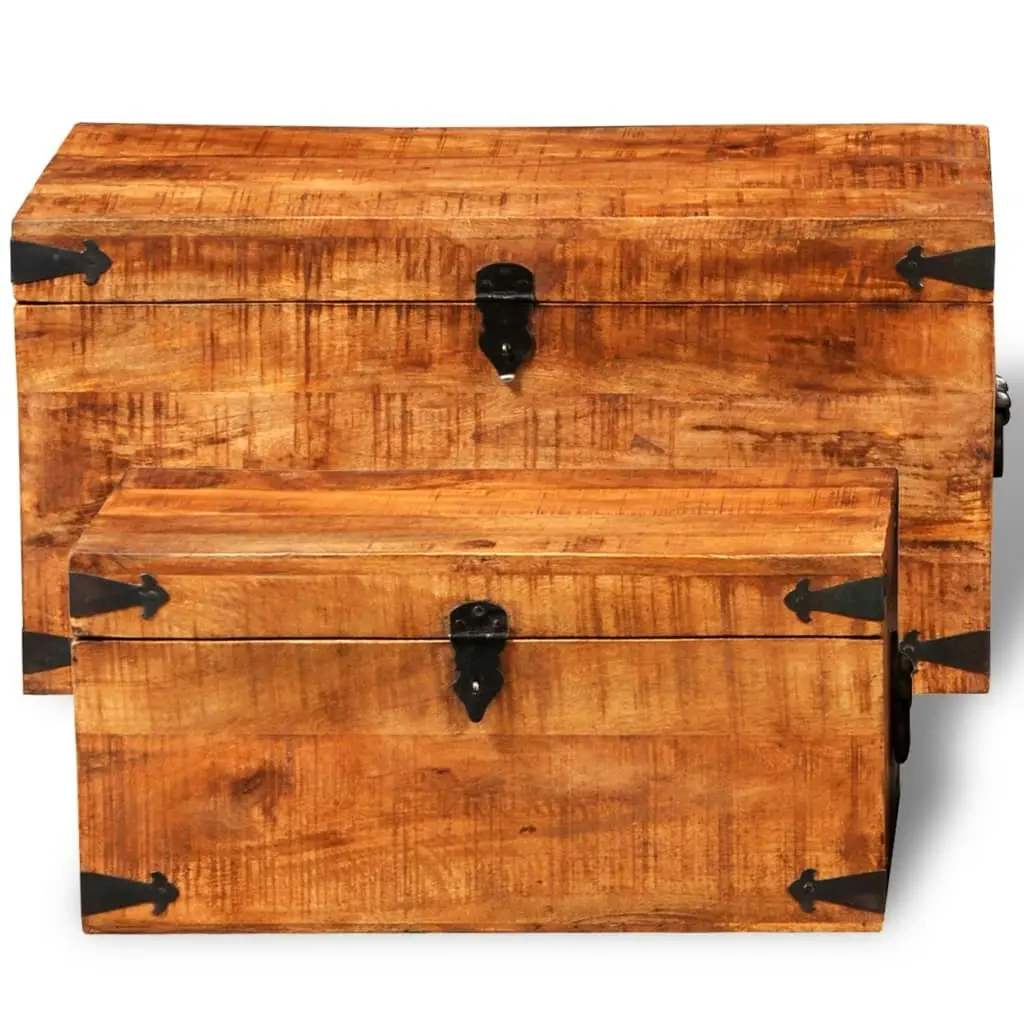 Storage Chest Set 2 Pieces Rough Mango Wood 241634