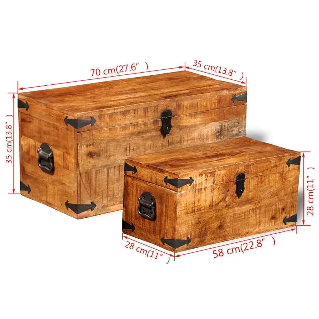 Storage Chest Set 2 Pieces Rough Mango Wood 241634