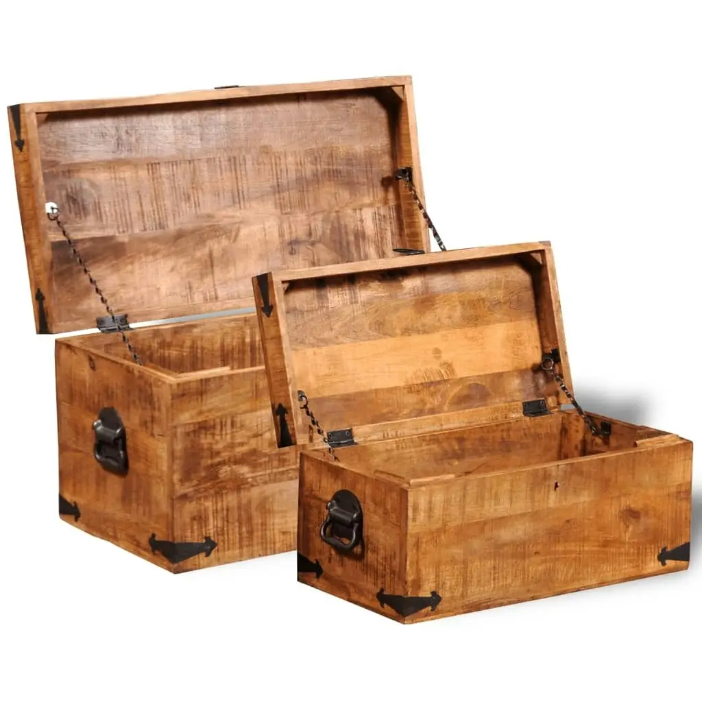 Storage Chest Set 2 Pieces Rough Mango Wood 241634