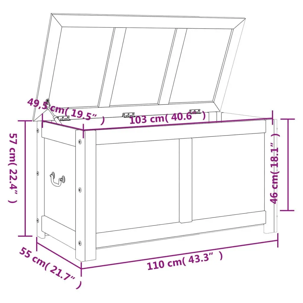 Storage Chest with Lid Brown and White Solid Wood Acacia 364920