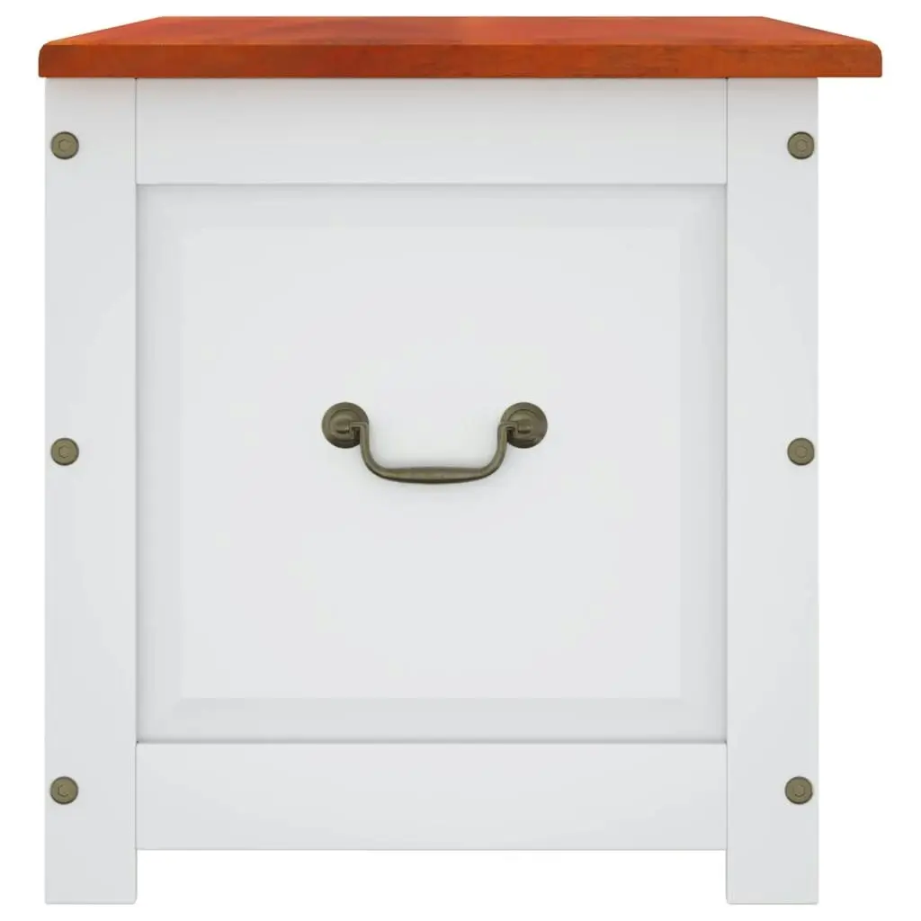 Storage Chest with Lid Brown and White Solid Wood Acacia 364920