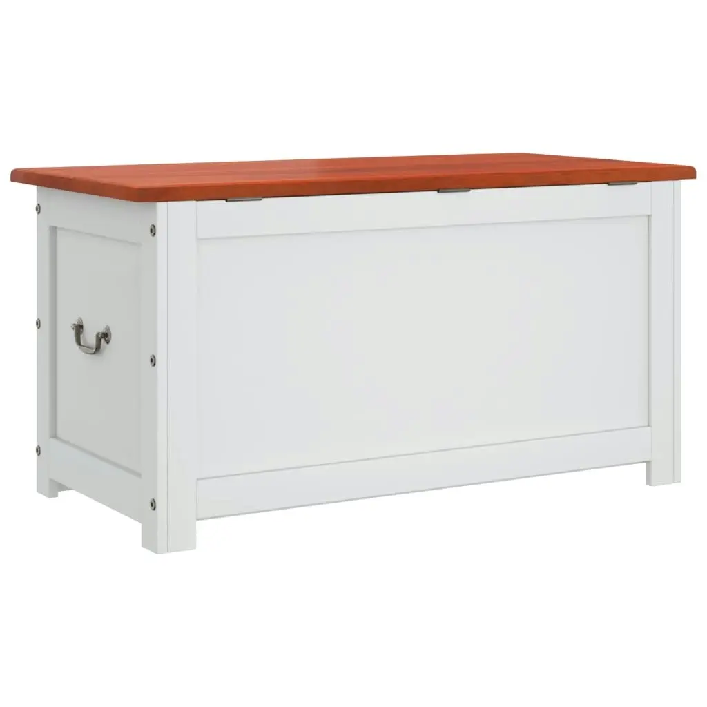 Storage Chest with Lid Brown and White Solid Wood Acacia 364920