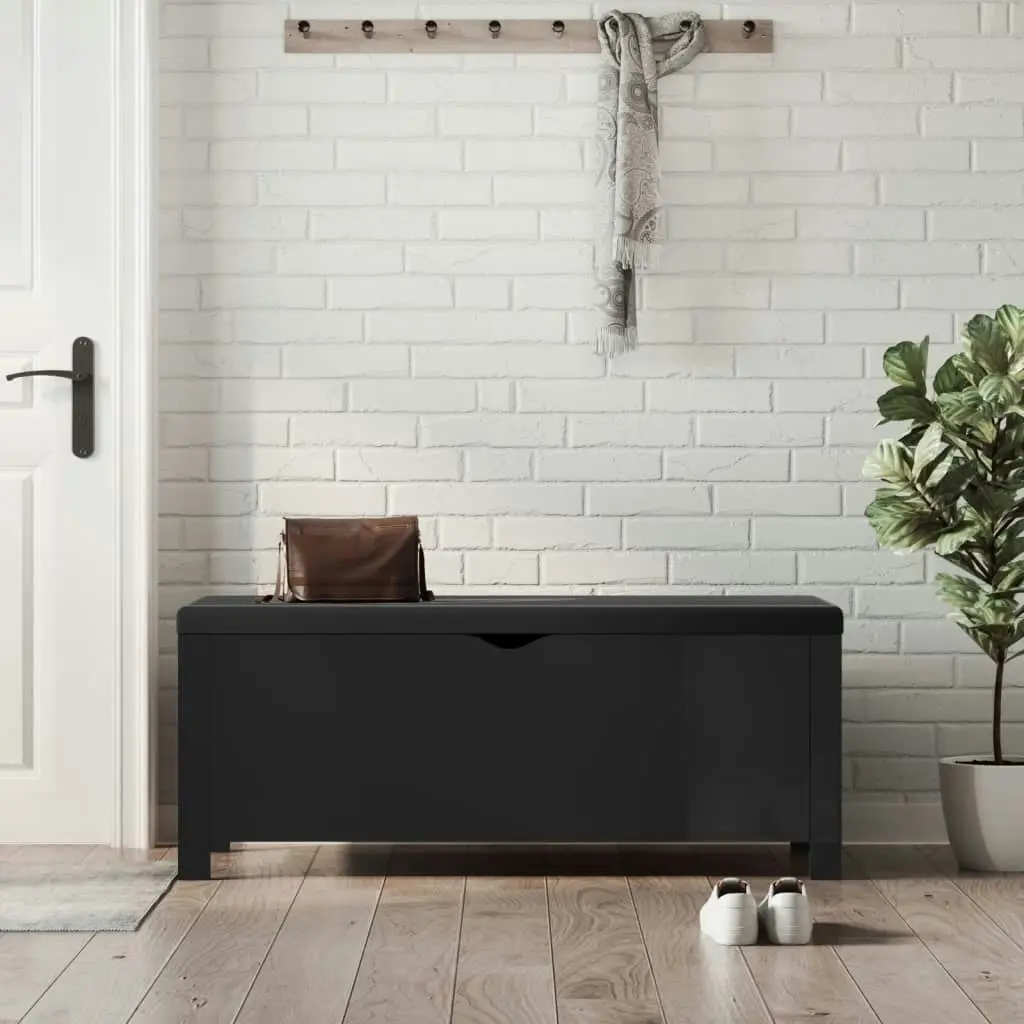 Storage Box with Cushion High Gloss Black 105x40x45 cm 3279333