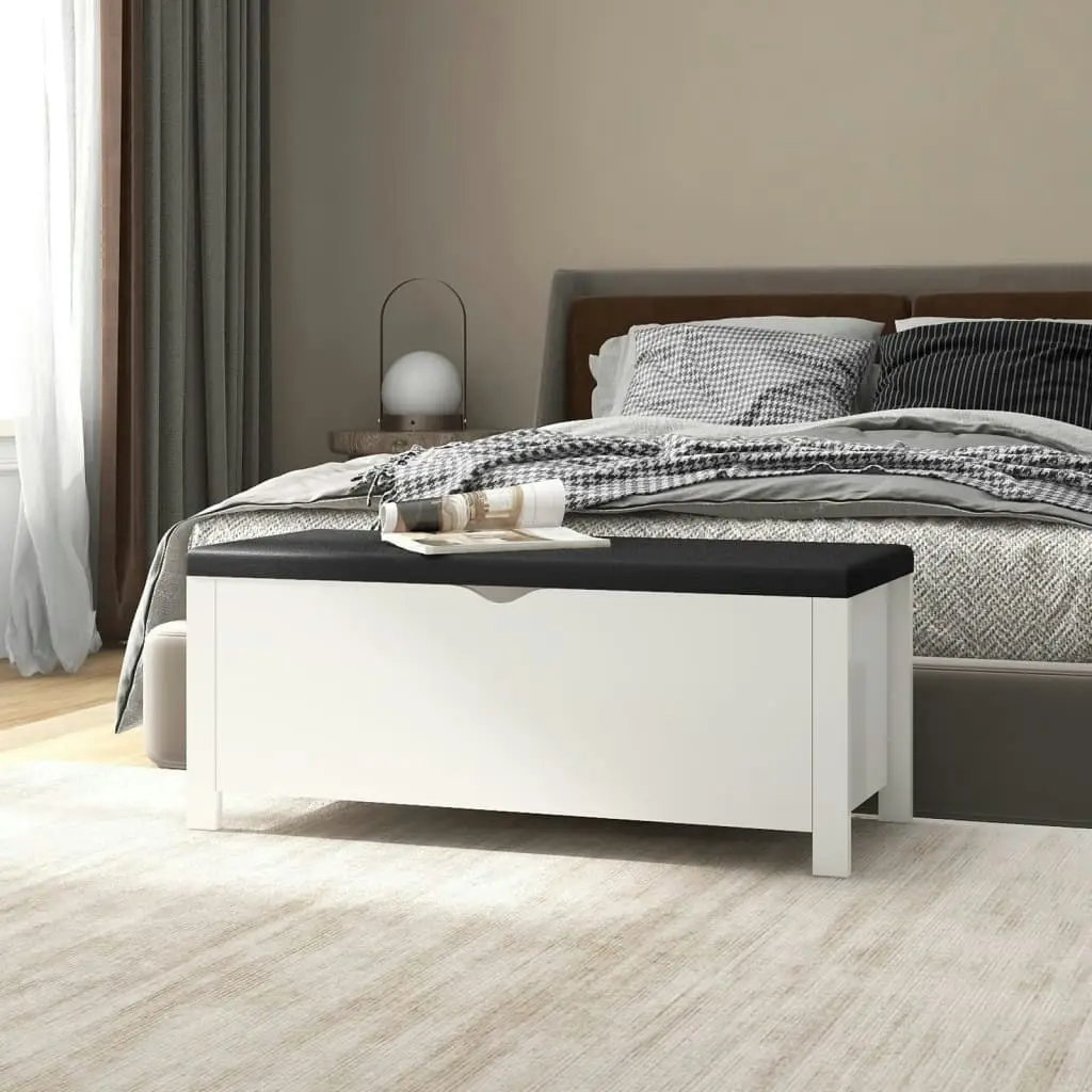 Storage Box with Cushion White 105x40x45 cm Engineered Wood 326768