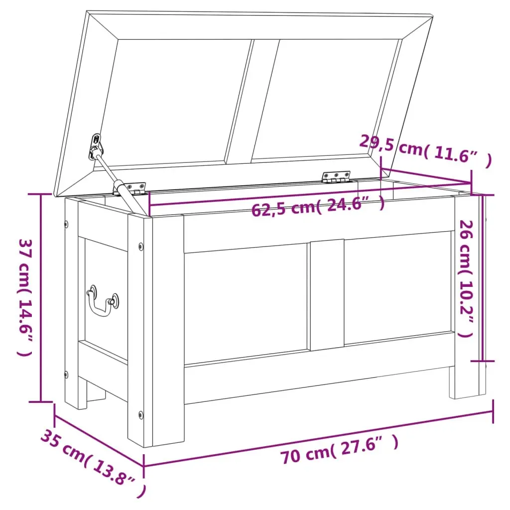 Storage Chest with Lid Brown and White Solid Wood Acacia 364918