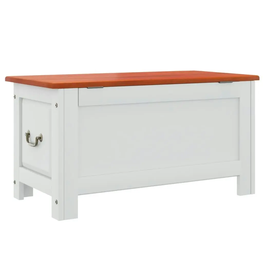 Storage Chest with Lid Brown and White Solid Wood Acacia 364919