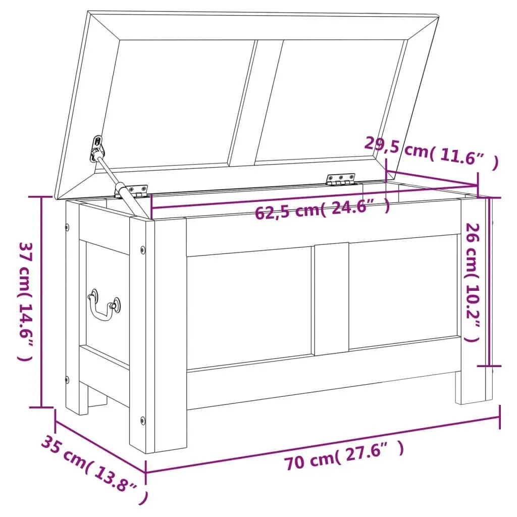 Storage Chest with Lid Brown Solid Wood Acacia 364914