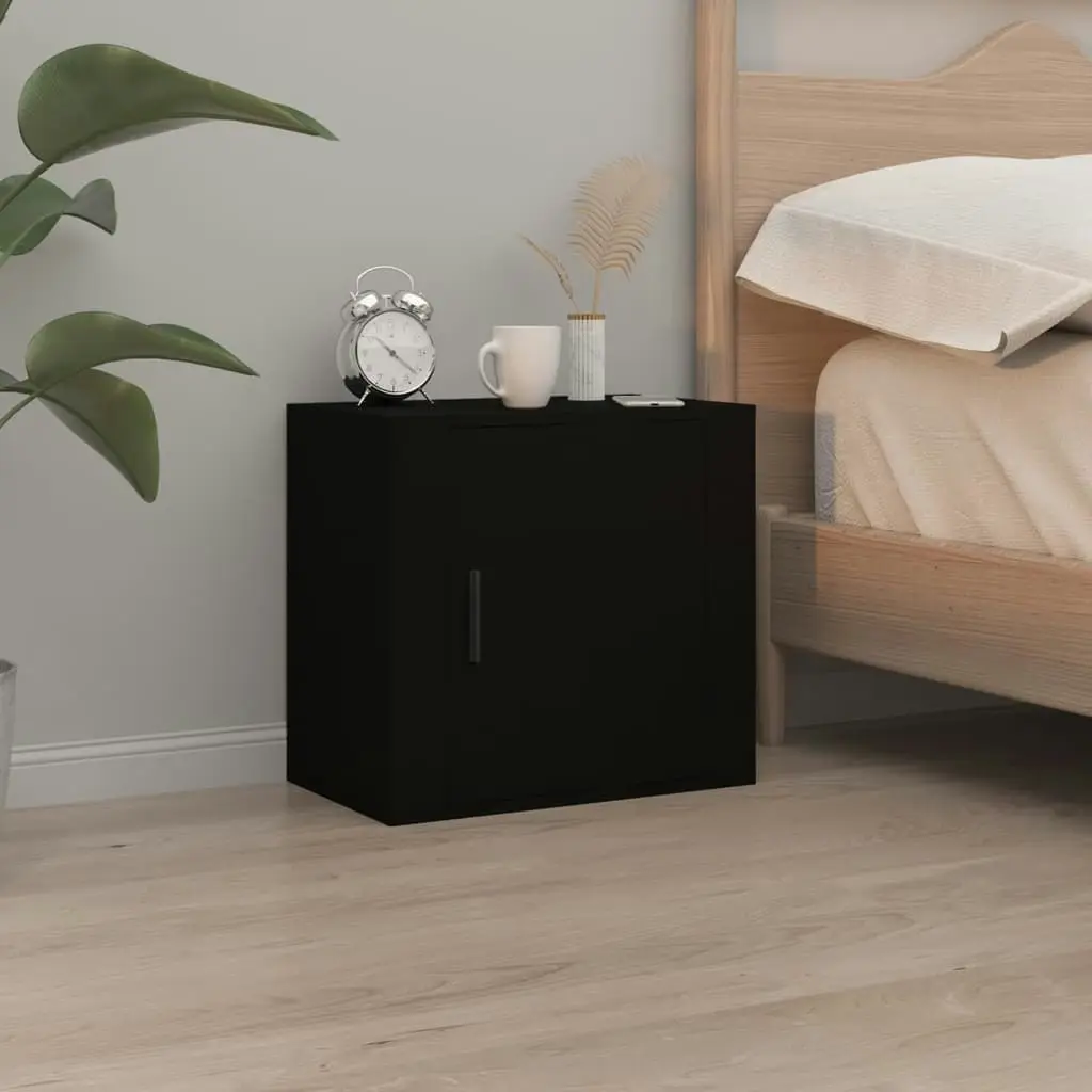 Wall-mounted Bedside Cabinet Black 50x30x47 cm 816866