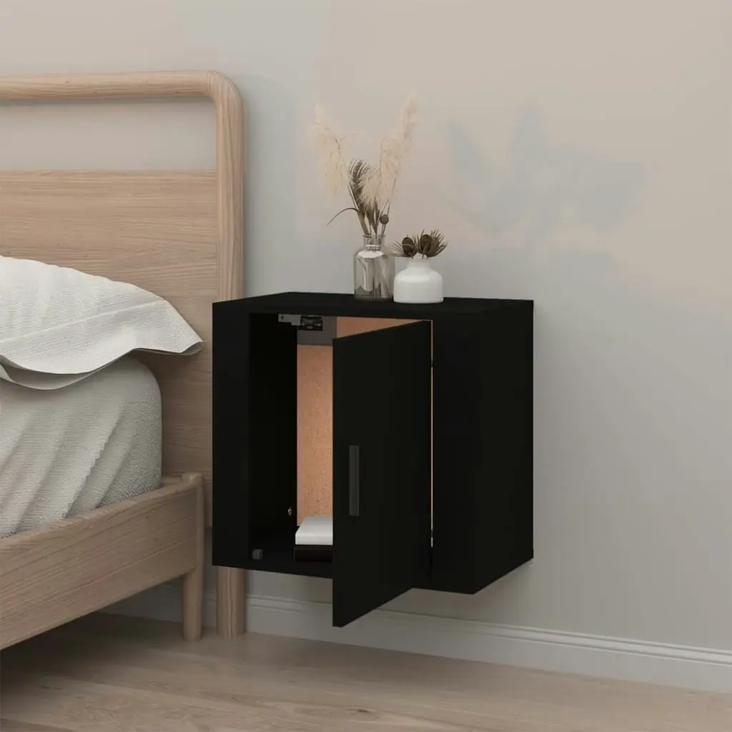 Wall-mounted Bedside Cabinet Black 50x30x47 cm 816866