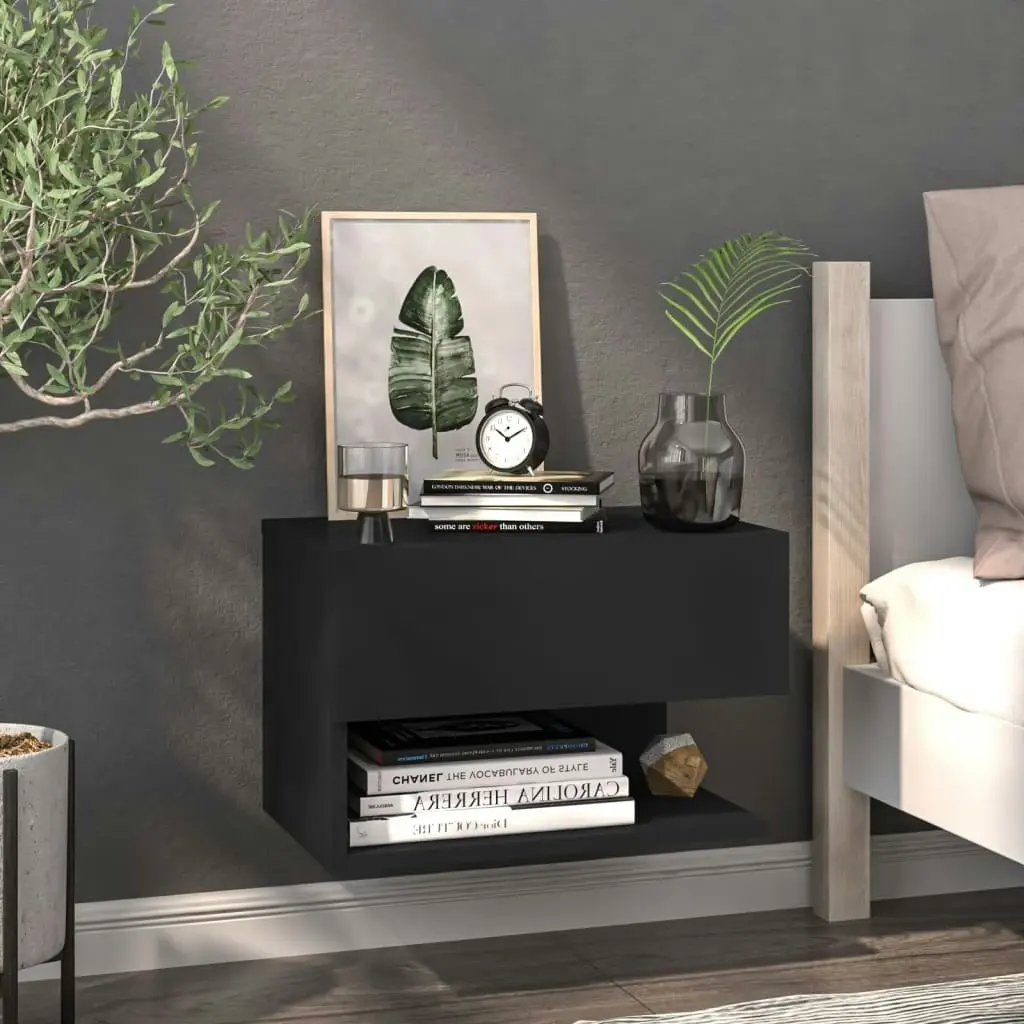 Wall-mounted Bedside Cabinet Black 810955