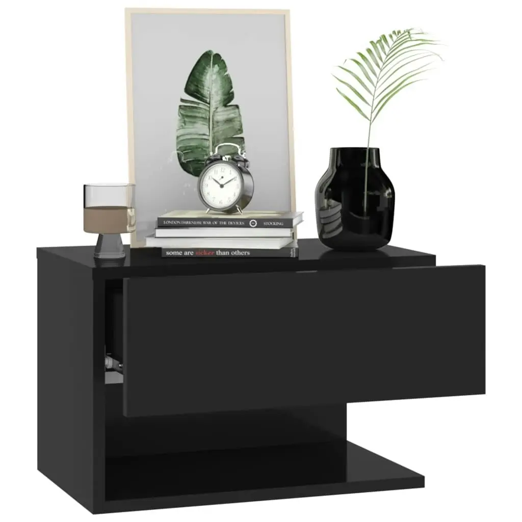 Wall-mounted Bedside Cabinet Black 810955