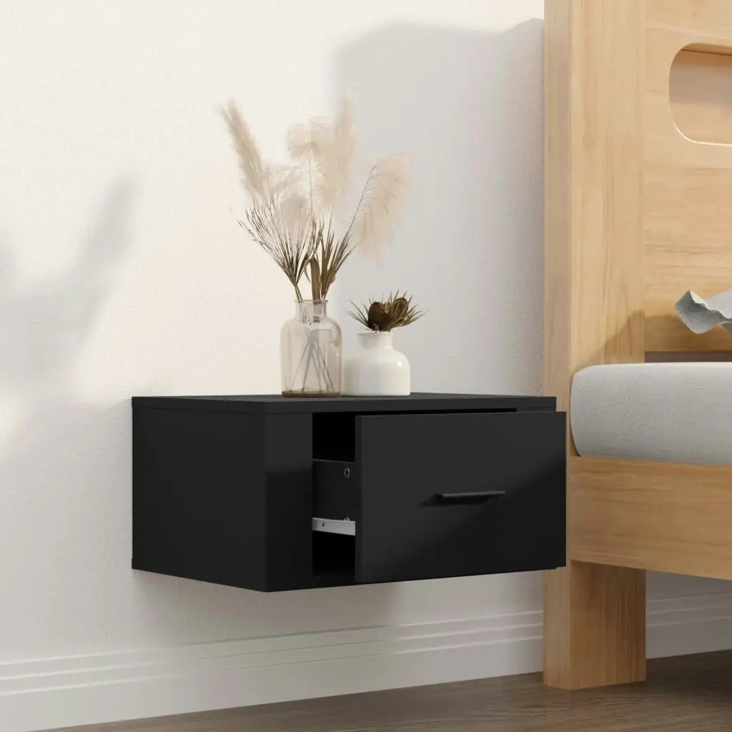 Wall-mounted Bedside Cabinet Black 50x36x25 cm 816842