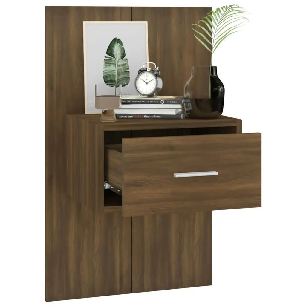 Wall-mounted Bedside Cabinet Brown Oak 816956