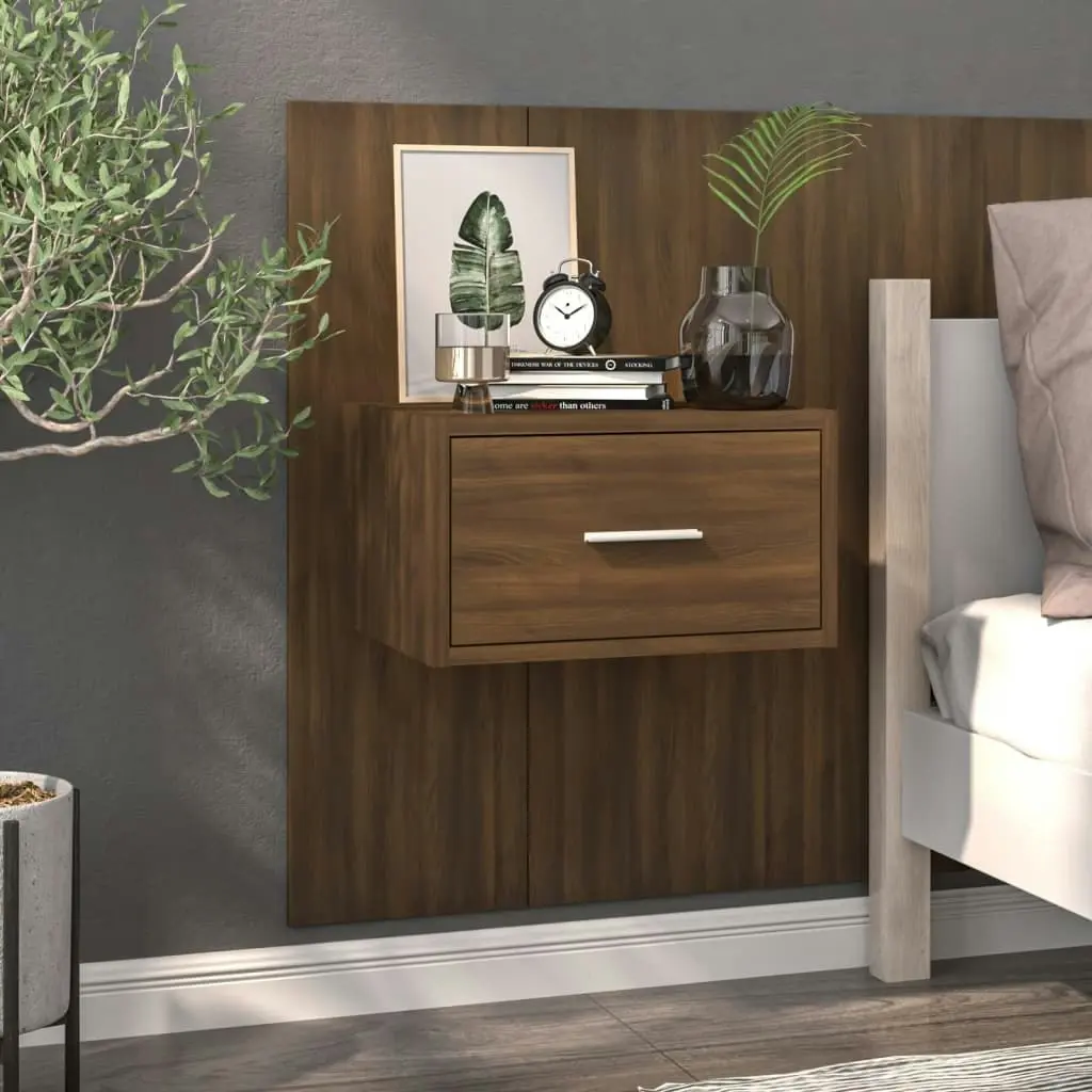 Wall-mounted Bedside Cabinet Brown Oak 816956